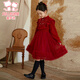 Fuluomi girls' dress winter plus velvet to keep warm new Chinese style red dress skirt children's princess dress red 140cm