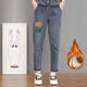 
Yisi subtract plus velvet high waist embroidered women's pants spring and summer style 2025 new elastic and soft waist slimming Harun long trousers 9905 embroidered small flowers plus velvet M Recommended 100-115Jin [Jin equals 0.5 kg]