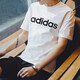 Adidas с короткими рукавами. Мужские летние спортивные спорты и тренировки для отдыха Комфортно легкая дышащая футболка с круглой шеей DU0409 GP4885 // Белый/Свободный XL