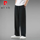 皮尔卡丹（pierre cardin）夏季中国风亚麻裤子男宽松大码休闲裤复古风透气直筒中式棉麻长裤 灰色束脚款 2XL