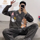 Modal Men's Pajamas Adolescente de primavera y otoño ADOMBRADO Cárdigan de gran tamaño de gran tamaño pantalones de manga larga Conjunto de ropa para el hogar 9902 (cárdigan de manga larga) M (75100Jin [Jin equivale a 0.5 kg]) Altura por debajo de 165