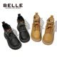 
Belle Children's Shoes Children's Martin Boots Autumn and Winter Soft Sole Plus Fleece Warm Leather Boots Boys Soft Sole Short Boots Girls Big Yellow Boots DE3890 Black 26