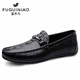 Fugui Bird Herrenschuhe Sommerzehen Schicht Cowide Business Casual Crocodil Muster Mütze weiche Sohle atmungsaktiven leichten Fahren lässige Schuhe Herren schwarzes Muster Yulin Fg9920 38