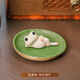 Qingbilin QBILY tea pet ornaments Zen Buddhist ceramic small frogs can raise small tea pets tea room tea table decoration tea ceremony accessories tea pet ornaments Xiaoyao frog + clay lotus leaf