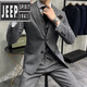 JEEP SPIRIT suit men's wool suit three-piece formal autumn and winter thickened groom's wedding dress XF2088-1 gray (suit + trousers) M