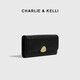 CHARLIE&KELLI brand CK light luxury bag women's bag 2025 new coin purse long simple multi-card slot clutch black Bakura Sufa brand gift bag