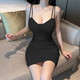 YIJINGXUAN (YIJINGXUAN) Pure Desire Sexy Low-Cut-Strapskleid für Frauen 2025 Neuer Stil Hot Girls Jumpy Stretchy Hip Minirock Nachtclub Hauptbild Stil M 95-105Jin Jin entspricht 0,5 kg