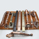 XMSJ Puerta de madera de bronce antiguo europeo Manija grande Villa Doble puerta retro Apartamento de apartamento Hotel montado abierto 9889 Qinggu-Total Longitud 420 mm