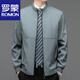 Romon Men's Jacket Stand Collar Chaqueta Camisa 2025 Spring and Autumn Midder Middle-Eding Ropa de primavera de primavera Solid Color Top Clothing W-9901 Gray M 170- [Peso recomendado 90-120 Jin [Jin es igual a 0.5 kg]]]