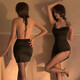 Manyan sexy lingerie, women's nightgown suit, temptation uniform, student nightclub role-playing, transparent jumpsuit, open and easy to take off, slit secretary-general skirt, black 9710