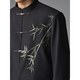 JIAYE Spring and Autumn New Chinese Style Stand Collar Green Bamboo Ethnic Style Tang Suit Jacket Men's Zhongshan Suit National Style Jacket Men's Groom's Clothing Black Jacket + Black Trousers Green Bamboo XL Recommended 120-140 Jin Jin equals 0.5 kg