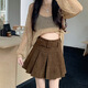 Minsheng corduroy skirt autumn and winter 2024 new high waist slim design pleated skirt niche A-line short skirt for women brown L size