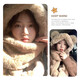 Xtep Hat Women's Winter Bear Hat Scarf Gloves One-piece Plush Warm Cycling Windproof Hooded Scarf Three-piece Set