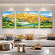 Volver a la sala de estar Jinshan pintura colgante pintura paisajismo sofá fondo decoración de la pared pintura enorme feng shui west pared triptainting 12596 [marco de aleación de aluminio dorado] medio 110*90 lado 70*90 [diamantes de porcelana cristalina tridimensional diamantes incrustados