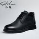 Shachi Herrenschuhe Herbst und Winter Neu warm warme Plüsch High-Top-Schnür-Bustner-Business-Cotton-Lederschuhe Schwarz Leder Martin Stiefel Schwarz 63886023z 38