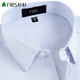 Shanshan Short à manches à manches courtes Men de papa mince de l'âge moyen Business Plaid Stripes décontractées et faciles à maintenir la chemise blanche et blanc rayures 42