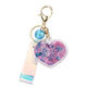 
School bag hanging chain for women creative acrylic into oil bottle quicksand love keychain glitter pink peach heart women Korean cute jewelry pink + fantasy beads + short fantasy color rope quicksand love heart