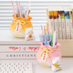 Yishangmei birthday gifts for women desktop ornaments Good luck pen holder Large Teacher's Day souvenirs work station decoration Sakura cat yellow pen holder (window gift bag)