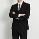 Ayou Fat Suit Men's Business Formal Wear New Groomsman Wedding Suit Professional Commuting Two-piece Dress Black 5XL