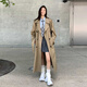 GARNUO khaki windbreaker jacket for women mid-length 2025 spring and autumn new small high-end British style casual coat Khaki M [111-130Jin[Jin equals 0.5 kg]]
