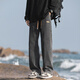 
xinshidu spring and summer American high street straight jeans men's loose wide-leg casual pants handsome retro pants men SXD838-black and gray [regular] XL code (recommended 130-150Jin [Jin equals 0.5 kg])