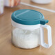 Camellia seasoning box round glass seasoning bottle household kitchen seasoning jar salt shaker seasoning jar seasoning box seasoning with spoon 1 blue + 1 green