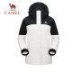 骆驼（CAMEL）三防羽绒冲锋衣男女三合一外套秋季工装幻影黑防水登山服 1098，幻影黑/暖白，女 L