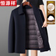 Hengyuanxiang Wolljacke Herren-Down Jacket Revers Winter im mittleren Alter und älterer Wollvatersanzug kann innenschalenjacke dick abgeholt werden 11301 Dunkelgrau 190 Geeignet für 165-180 Jin [Jin gleich 0,5 kg]