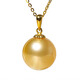 Qiongruige Pearl Pendant Gold Single Seawater South Sea Gold Bead Pearl Necklace for Women Birthday Gift from Mom to Girlfriend 12-13mm
