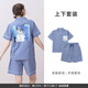 tutuanna5折家居服套装 女 Peloringirl格子大印花短袖短裤上下套 261708-海军蓝 均码 上衣160/84A 裤子160/70A