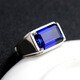 Anmi Love Men's Ring Real Silver Inlaid with Tanzanite Synthetic Blue Gemstone Men's Rectangular Colored Treasure Domineering Live Mouth Adjustable Ring