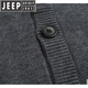 JEEP SPIRIT中老年男士羊毛衫开衫老年人毛衣针织衫毛衣外套父亲爸爸春秋冬季 浅灰色 小号90-120斤