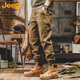 吉普（JEEP）工装裤男夏季休闲裤子男士宽松束脚潮牌百搭男裤 驼色 XL