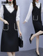 Shanidoluo large size women's spring and autumn clothing new style fat MM fat man looks slim and covers belly fake two-piece dress 16753 black 2XL recommended 130-150Jin [Jin equals 0.5 kg] wear