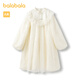 Balabala children's clothing girls new Chinese dress autumn children's dress mesh A-line skirt white tone 00311 130 cm