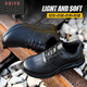 High-End-Arbeitsschutzschuhe der Marke HGIVSBOS, Anti-Smash- und Pannenschutzschuhe für Frühling und Herbst, bequeme lederbezogene Vier-Jahreszeiten-Baustellen-Arbeitsschuhe, schützende Sicherheitsschuhe, Unisex, bequeme Schutzschuhe, Schwarz*682, Vier-Jahreszeiten-Stil 39