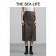 
THE SEA LIFE skirt for women Ou Hai's life exquisite skirt for women spring and autumn leather skirt D12353 chestnut color M
