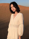Huayuzhi white dress women's summer 2025 new high-end beach long skirt temperament small person pure long sleeves white long sleeve V-neck design hollow first love skirt M [Suggested 108-130Jin [Jin equals 0.5 kg]]
