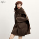 Eifli (eifini) Eifli winter love song atmosphere scarf checked solid color double-sided wool coat 2024 winter new women's jacket Gem brown 165/88A/L