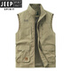 JEEP SPIRIT吉普男士马甲春秋季新款户外工装马夹休闲大码运动中年背心外套 677黑色 3XL (156-170)