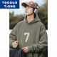 Sudadera con capucha para hombres y mujeres otoño y invierno Nuevo estadounidense retro estampado high street street casual capulio de sudadera con capucha l3894-negro m