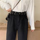 
Xilino 2025 Spring and Autumn Korean version of high-waisted black jeans for women Chc straight-leg students versatile slimming wide-leg pants light blue basic style 9928 M
