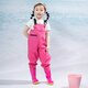 Children's water play one-piece waders kindergarten waterproof children's beach rain boots men and women fishing rain pants beach children's pink overalls (with pockets) size 21/27 (shoe inner length 14.5cm)