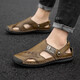 Qice summer sandals men's bag-toe casual shoes outdoor breathable beach sandals fashionable sports slippers summer hole shoes 689 brown 40