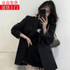Miao Yijia Casual Suit Jacket Women's Autumn and Winter High-end 2025 New Formal Professional Commuting Winter Woolen Suit Jacket Two-button Suit Jacket Black L Recommended 100-110 Jin Jin equals 0.5 kg