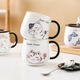 PINYU cup, mug, coffee cup, ceramic cup, high-looking water cup, household large-capacity brewing cup with covered spoon, little blue cat