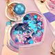 
School bag hanging chain for women creative acrylic into oil bottle quicksand love keychain glitter pink peach heart women Korean cute jewelry pink + fantasy beads + short fantasy color rope quicksand love heart