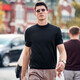 Mr. Bu star same model as machine-washable wool short-sleeved sweater for men's knitted base shirt [small turtleneck] Piano Black 2XL (185)