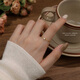 Su Shiliu 925 silver gold white zirconium ring for women simple fashion small fresh ring personalized open ring birthday gift girlfriend gold