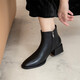 
Asacho autumn and winter cowhide single boots for women in women's temperament, slim mid-heel short boots for women ankle boots fashionable women's boots side zipper nude boots black (half-size) 40
